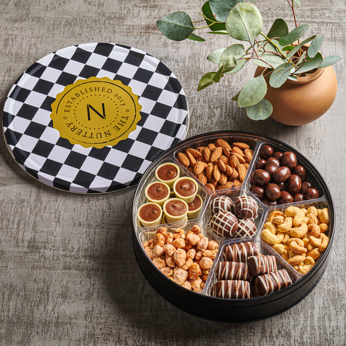 Dark Chocolate and Nut Corporate Gift Tin | Large 7 Sectional
