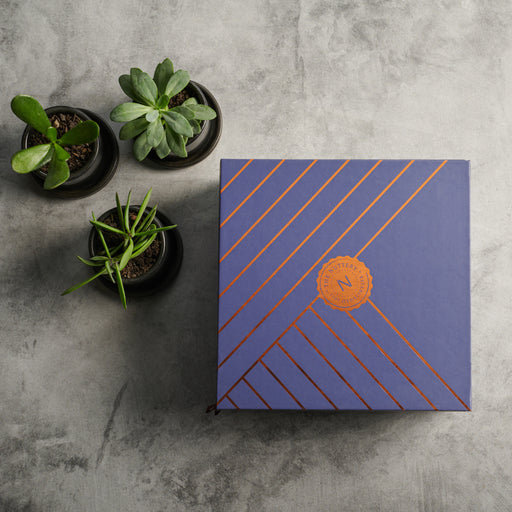 A sleek and elegant corporate gift box designed for luxury gifting. Featuring a stylish geometric design, this premium packaging adds a touch of sophistication.