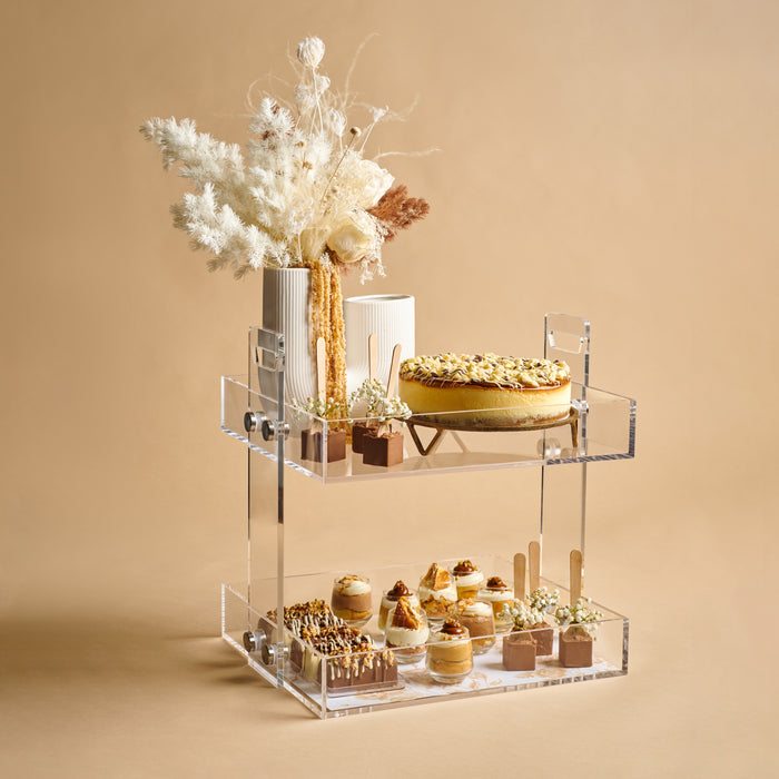 A premium Shavuos dessert arrangement featuring artisan chocolates, creamy parfaits, and a decadent cheesecake. This sophisticated display elevates any gathering with its gourmet selection.