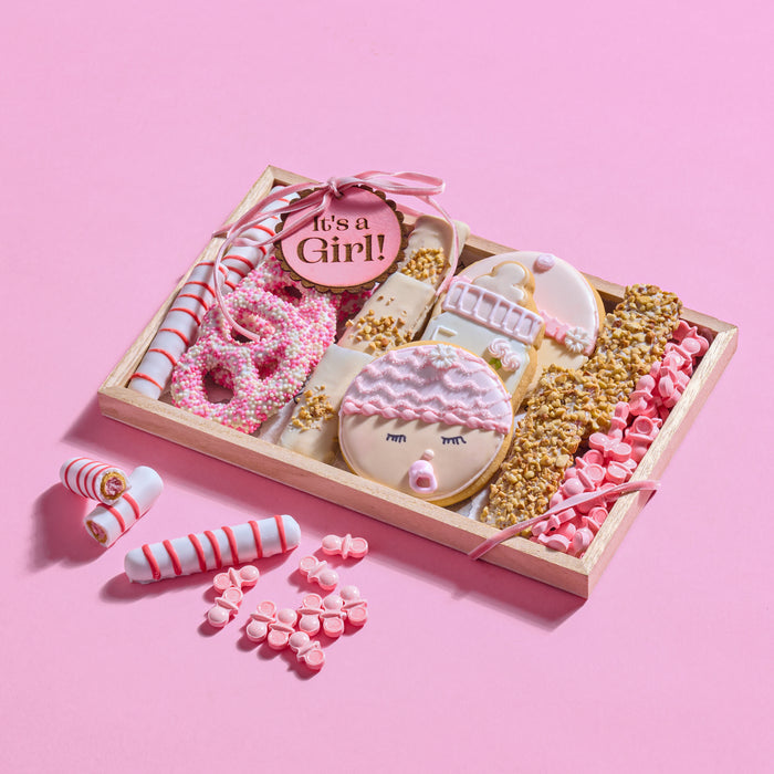 ''It's a Girl'' Chocolate and Candy Platter - Small Wood Tray