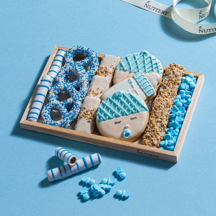 Nuttery ''It's a Boy'' Chocolate and Candy Platter- Small Wood Tray
