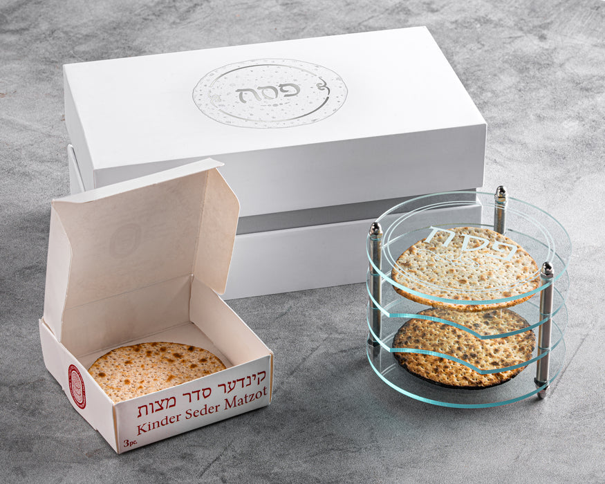 A specially designed set for kids featuring mini matzos in a gift box, helping them engage in Passover traditions in a fun and interactive way.