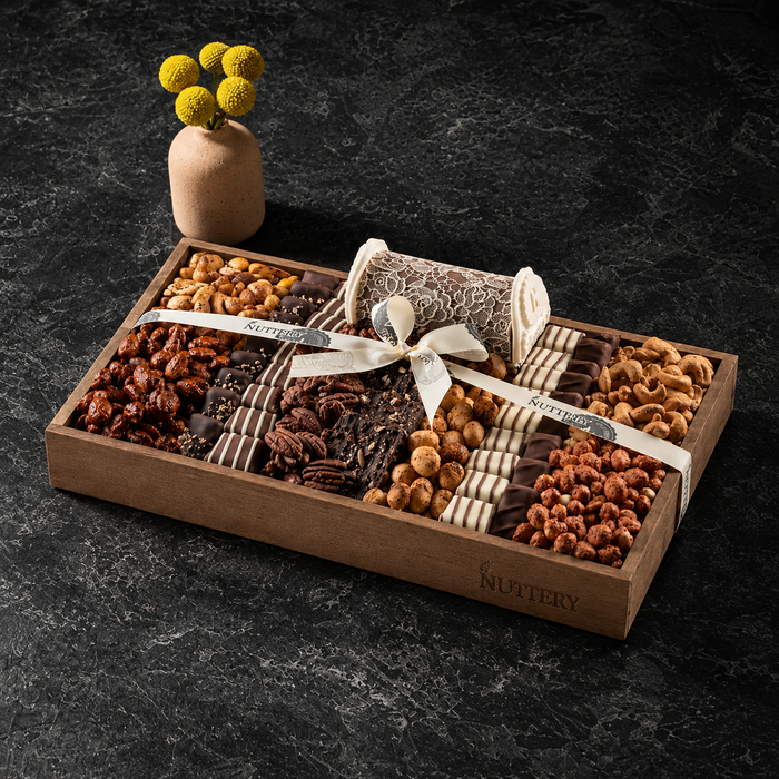 Nuttery Chocolate Nuts and Praline Log Gift Tray-Medium Size