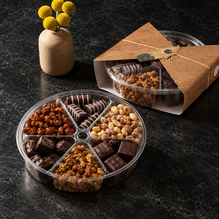 Chocolate and Nut Gift Tray | Plastic 6 Section