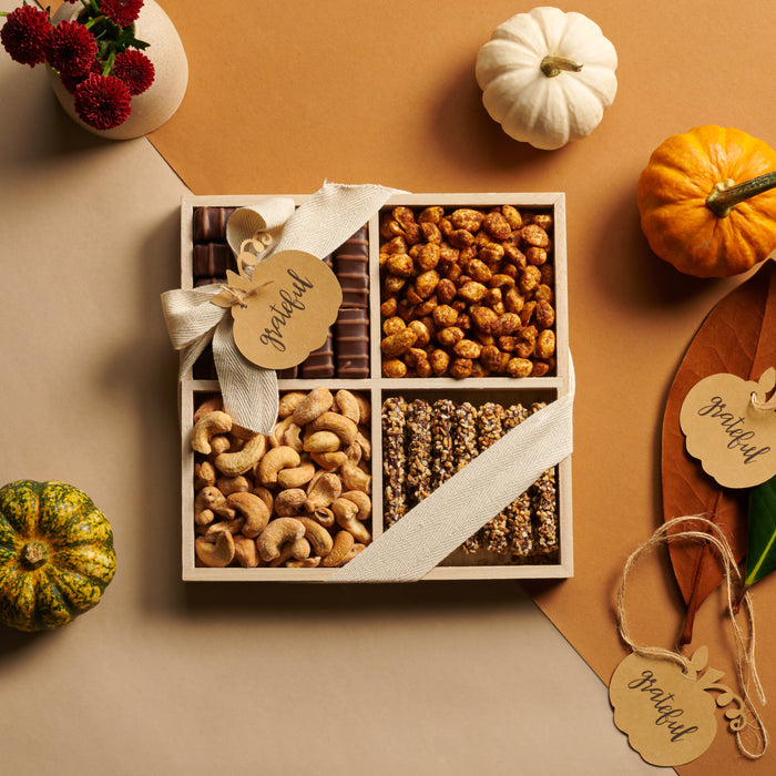Gourmet Chocolate and Nut 4 Sectional Gift Tray-Thanksgiving
