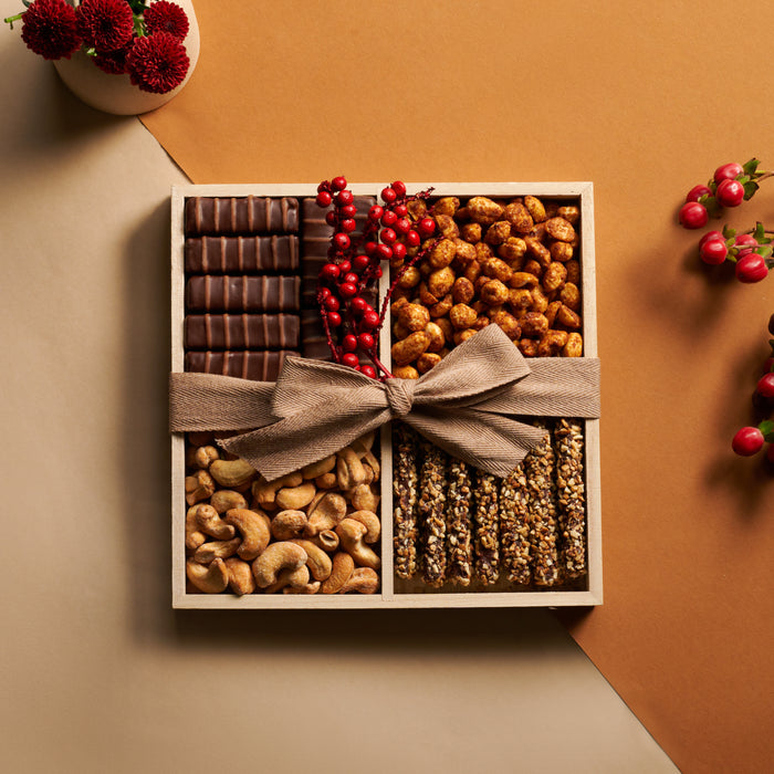 Gourmet Chocolate and Nut 4 Sectional Gift Tray-Holiday