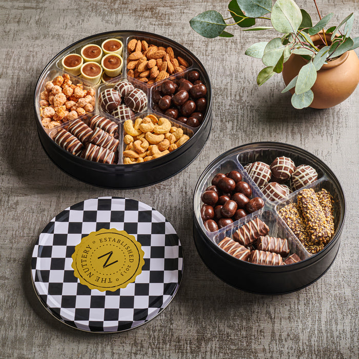 Dark Chocolate and Nut Corporate Gift Tin | Large 7 Sectional