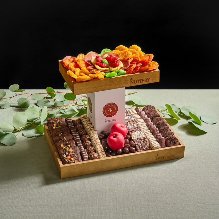 Nuttery Tu Bshvat Deluxe Gift Tower - Dried Fruit, Nut & Specialty Chocolate