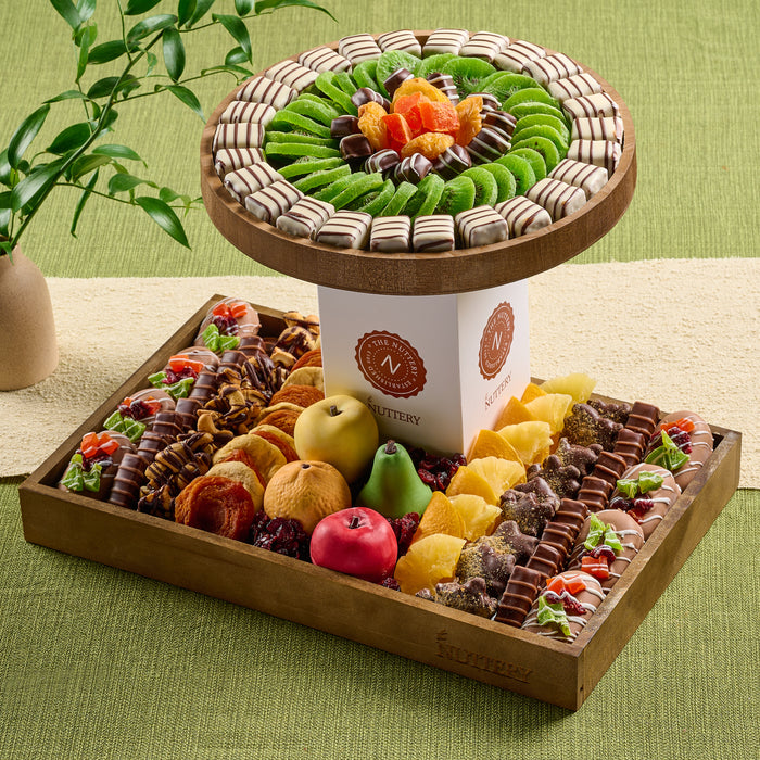 Nuttery Tu Bshvat Deluxe Gift Tower- Dried Fruit, Nut & Specialty Chocolate