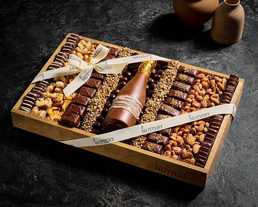 Deluxe Purim Chocolate Tray with Nuts and Treats