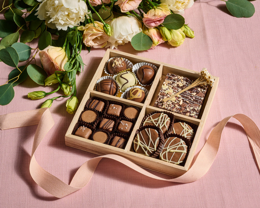 Dairy Truffles, Bark and Oreos Wooden Small Gift Tray - 4 Section