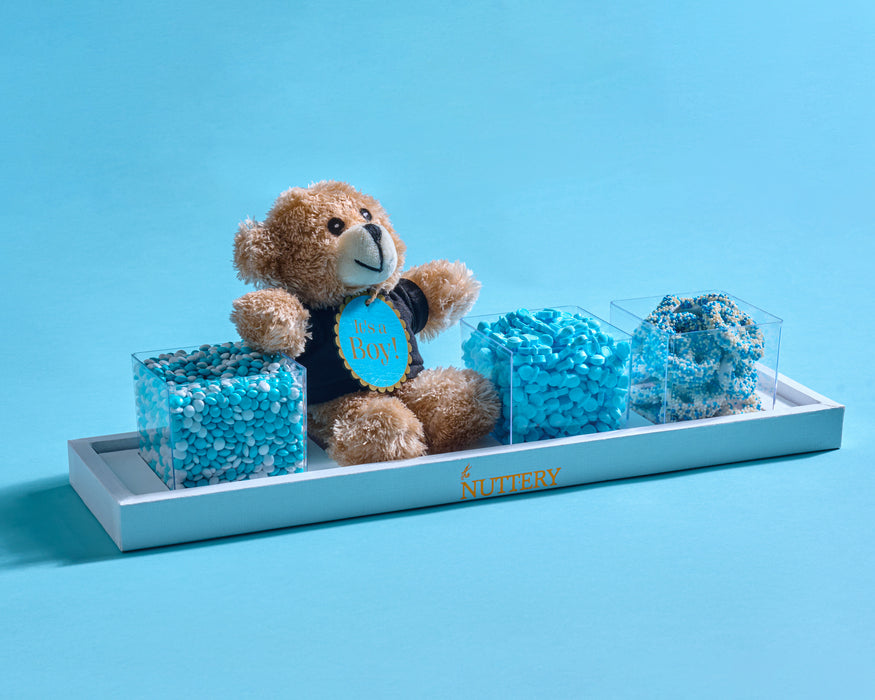 It's a Boy! Baby Shower Gift Tray with Teddy Bear & Gourmet Candy