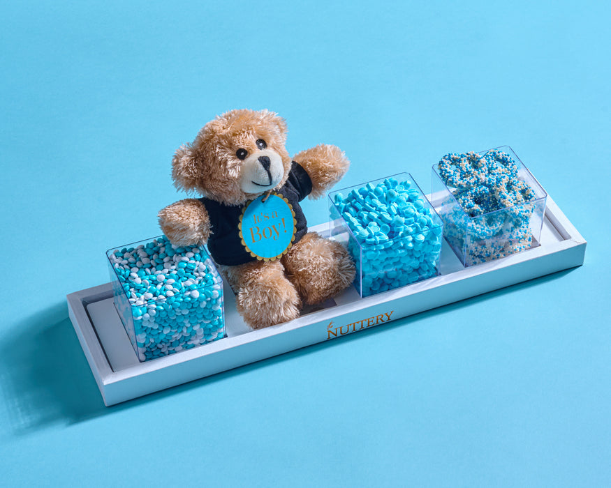 It's a Boy! Baby Shower Gift Tray with Teddy Bear & Gourmet Candy