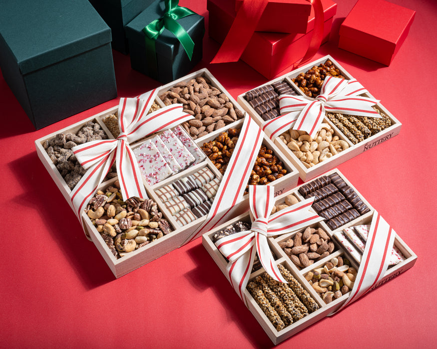 Holiday Chocolate & Nut Gift Trays – Peppermint Bark Treats