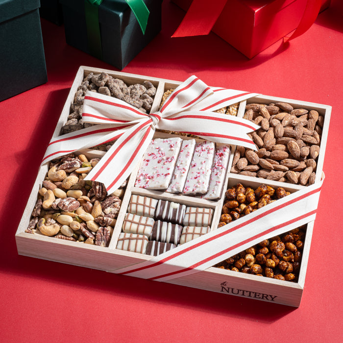 Holiday Chocolate & Nut Gift Trays – Peppermint Bark Treats