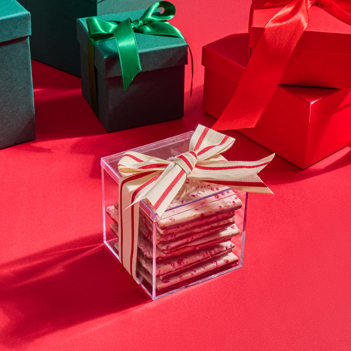 Holiday Peppermint Bark in Acrylic Box – Festive Gift Treat