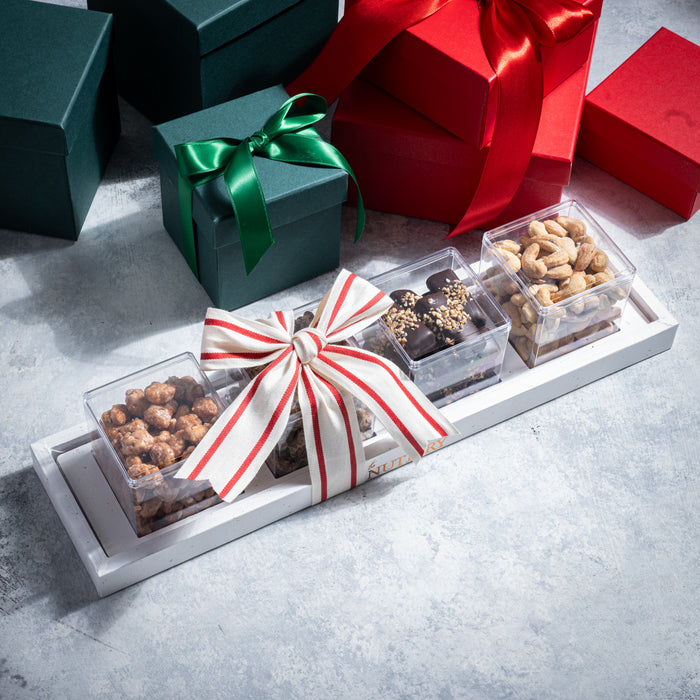 Gourmet Holiday Gift Box with Chocolates and Nuts-Premium Treat Tray