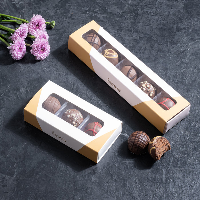 Custom Logo Milk Chocolate Truffle Gift Box – 3 & 5 Pc
