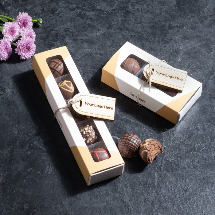 Custom Logo Milk Chocolate Truffle Gift Box – 3 & 5 Pc