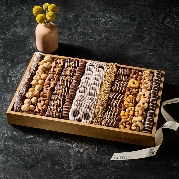 Chocolate Pretzel, Caramel Bars, and Nuts Gift Tray | Medium