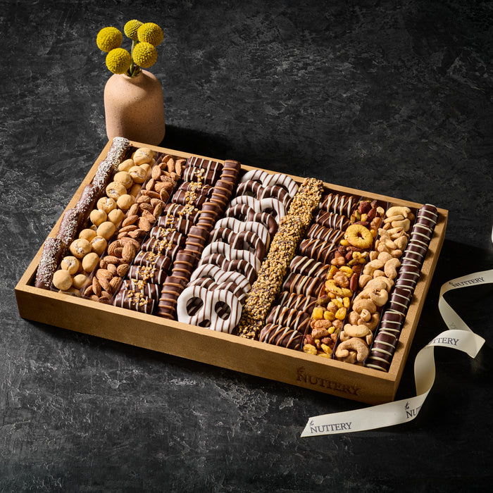 Chocolate Pretzel, Caramel Bars, and Nuts Gift Tray | Medium