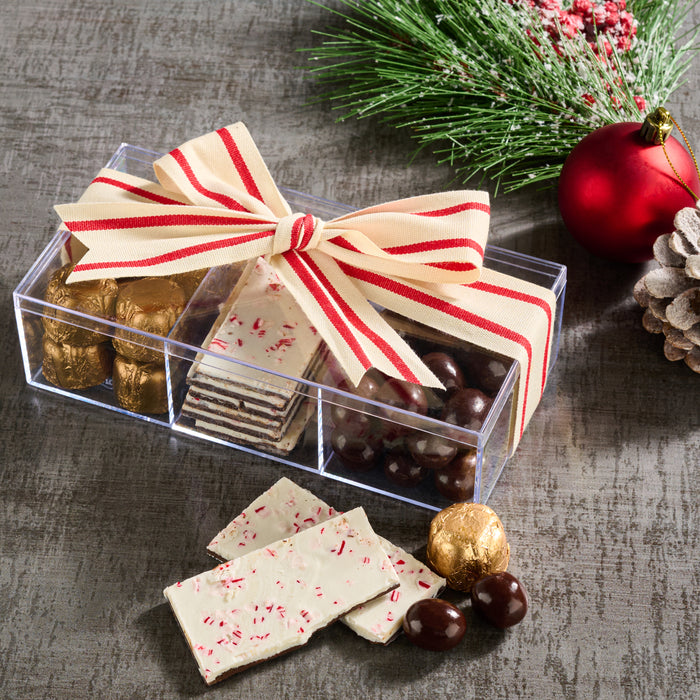 Holiday Confections Gift Box-Chocolate, Nuts and Peppermint Bark