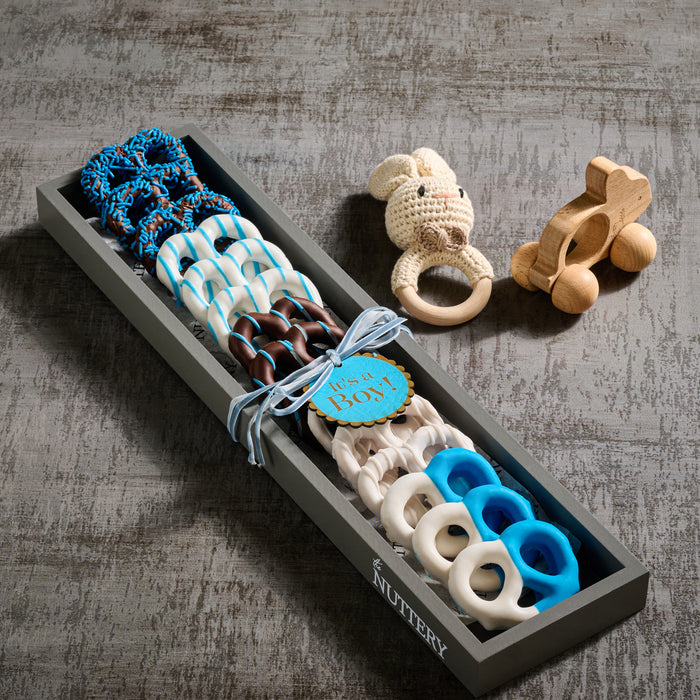 "It's a Boy!" Chocolate-Covered Pretzel Gift Tray