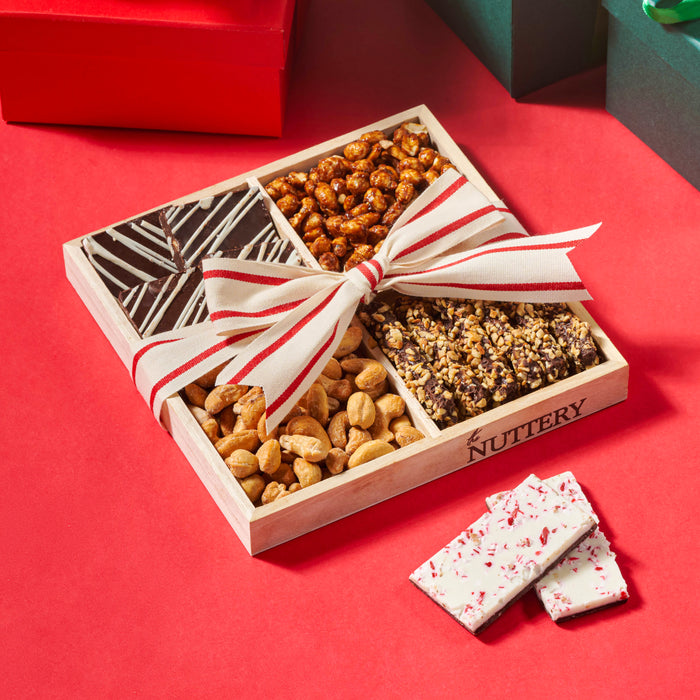 Gourmet Chocolate And Nut 4 Sectional Gift Tray -Holiday