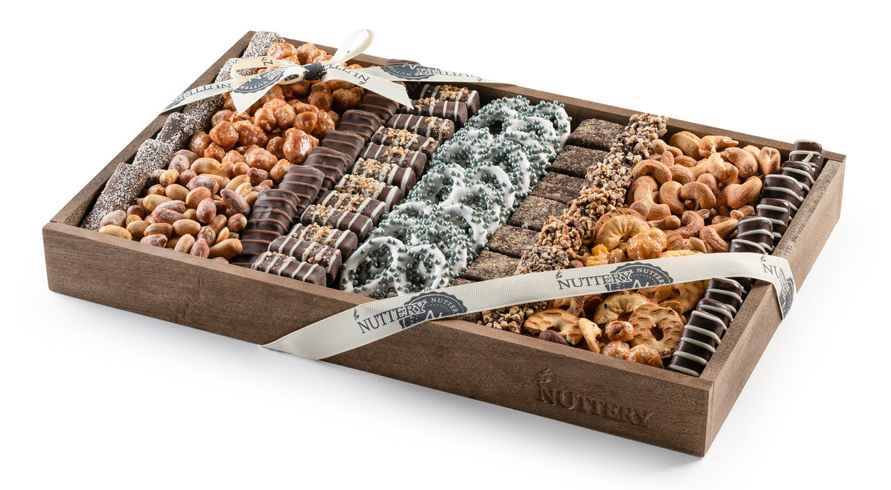 Chocolate Pretzel and Nut Gift Tray- Square