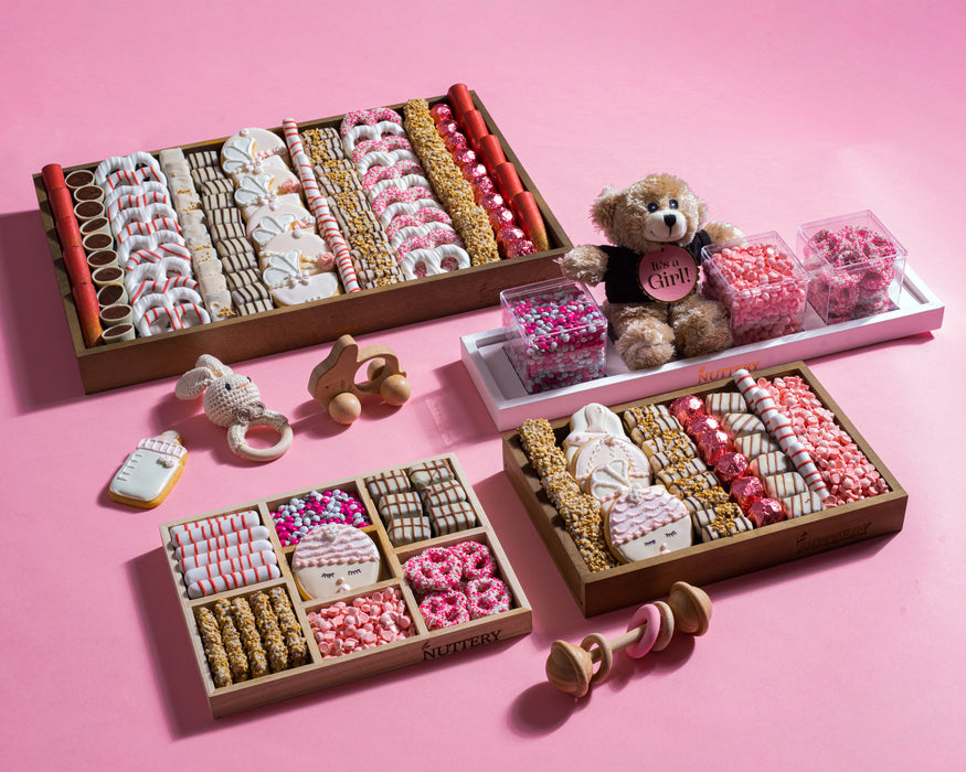 Baby Girl Chocolate Wooden Gift Tray | Small