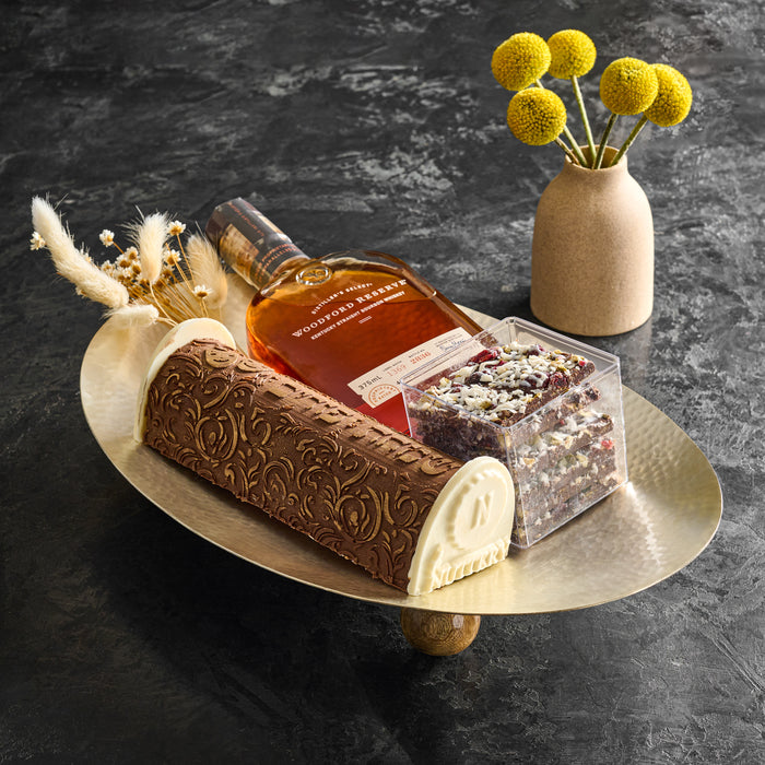 Simchas Purim Gift Tray | Festive Chocolate and Whiskey Shalach Manot