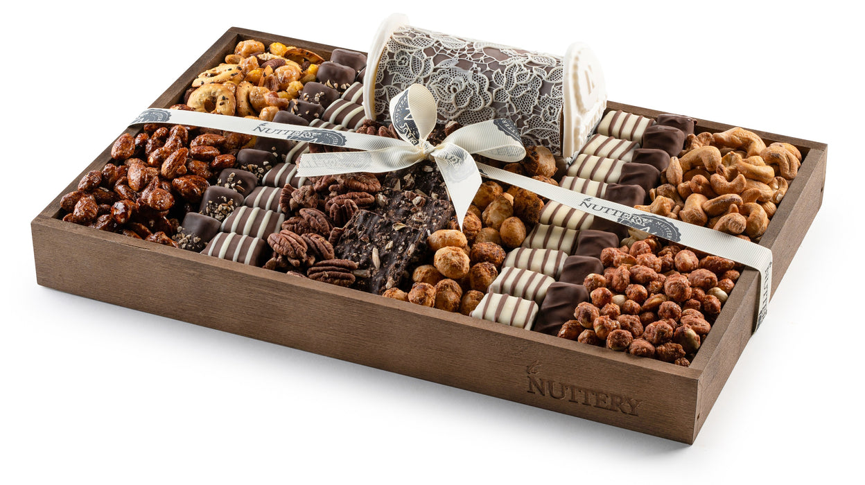 Nuttery Chocolate Nuts and Praline Log Gift Tray-Medium Size