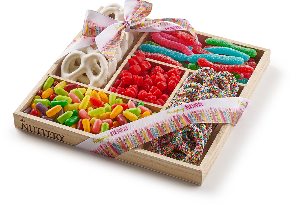 The Nuttery Candy Gift Tray- 5 Sectional  Wooden Birthday Gift