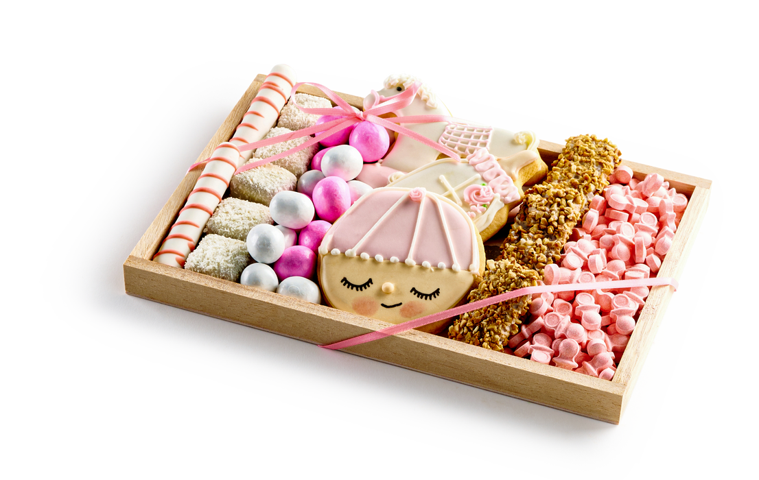 Nuttery ''It's a Girl'' Chocolate and Candy Platter- Small Wood Tray